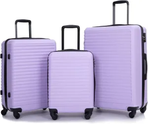 Travelhouse suitcases set 3-Piece Hardshell Luggage Set with Spinner Wheels & TSA Locks PP suitcases luggage (light purple, 3-Piece Set (20/24/28))
