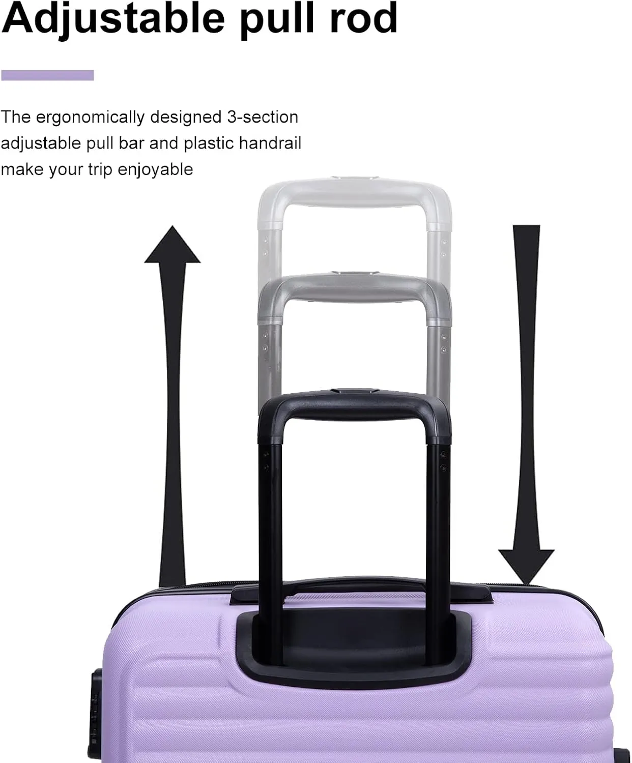 Travelhouse suitcases set 3-Piece Hardshell Luggage Set with Spinner Wheels & TSA Locks PP suitcases luggage (light purple, 3-Piece Set (20/24/28))
