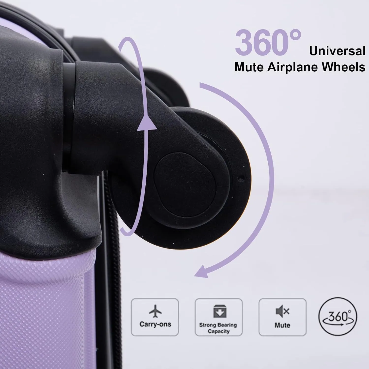 Travelhouse suitcases set 3-Piece Hardshell Luggage Set with Spinner Wheels & TSA Locks PP suitcases luggage (light purple, 3-Piece Set (20/24/28))
