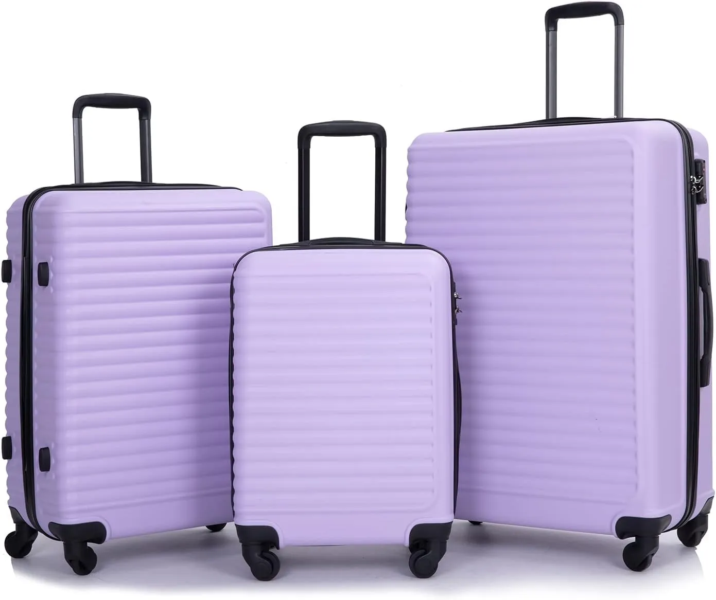 Travelhouse suitcases set 3-Piece Hardshell Luggage Set with Spinner Wheels & TSA Locks PP suitcases luggage (light purple, 3-Piece Set (20/24/28))
