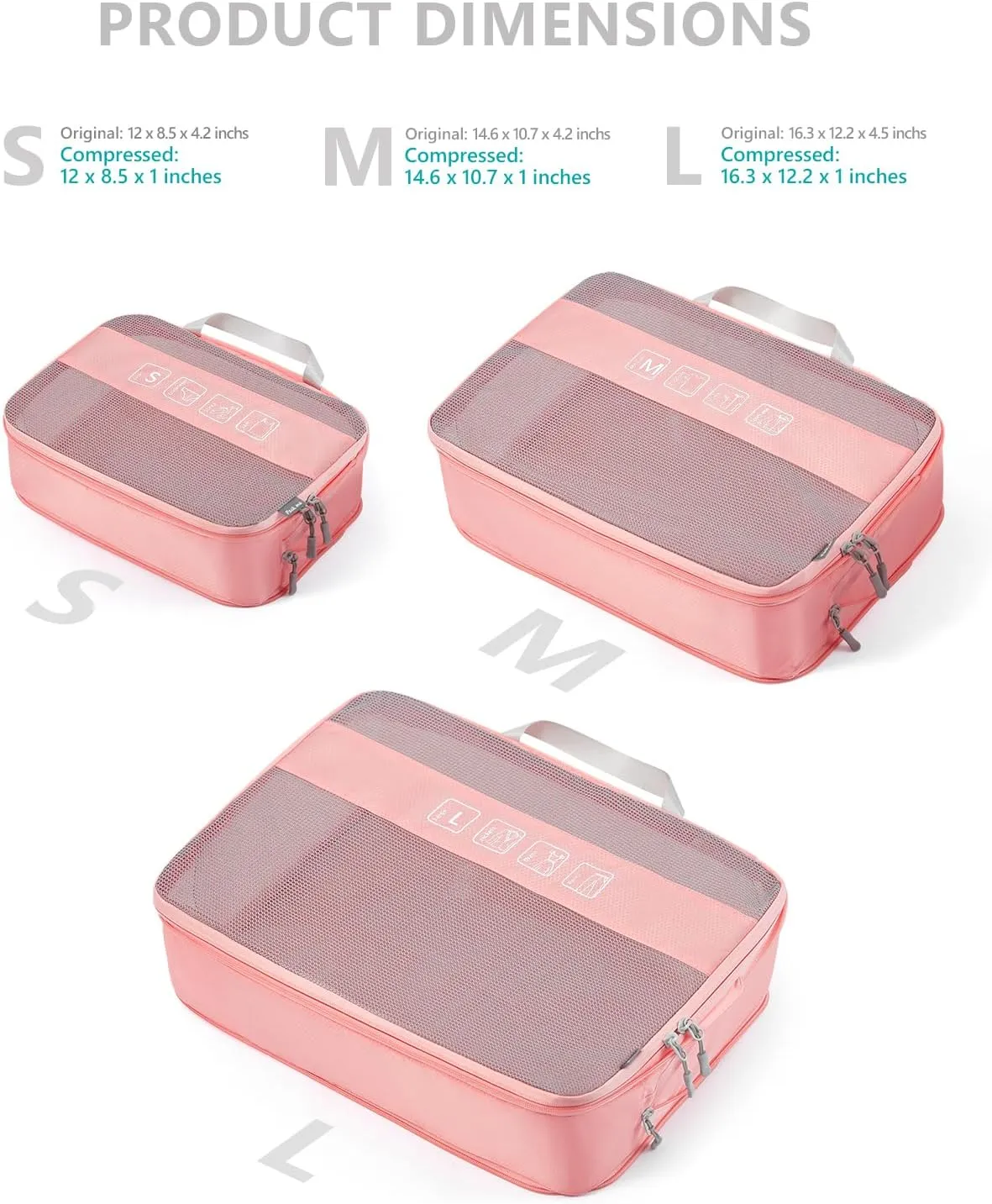 Travelkin 3 Set Packing Cubes - Compression Packing Cubes for Suitcase, Travel Organizers Bag Set
