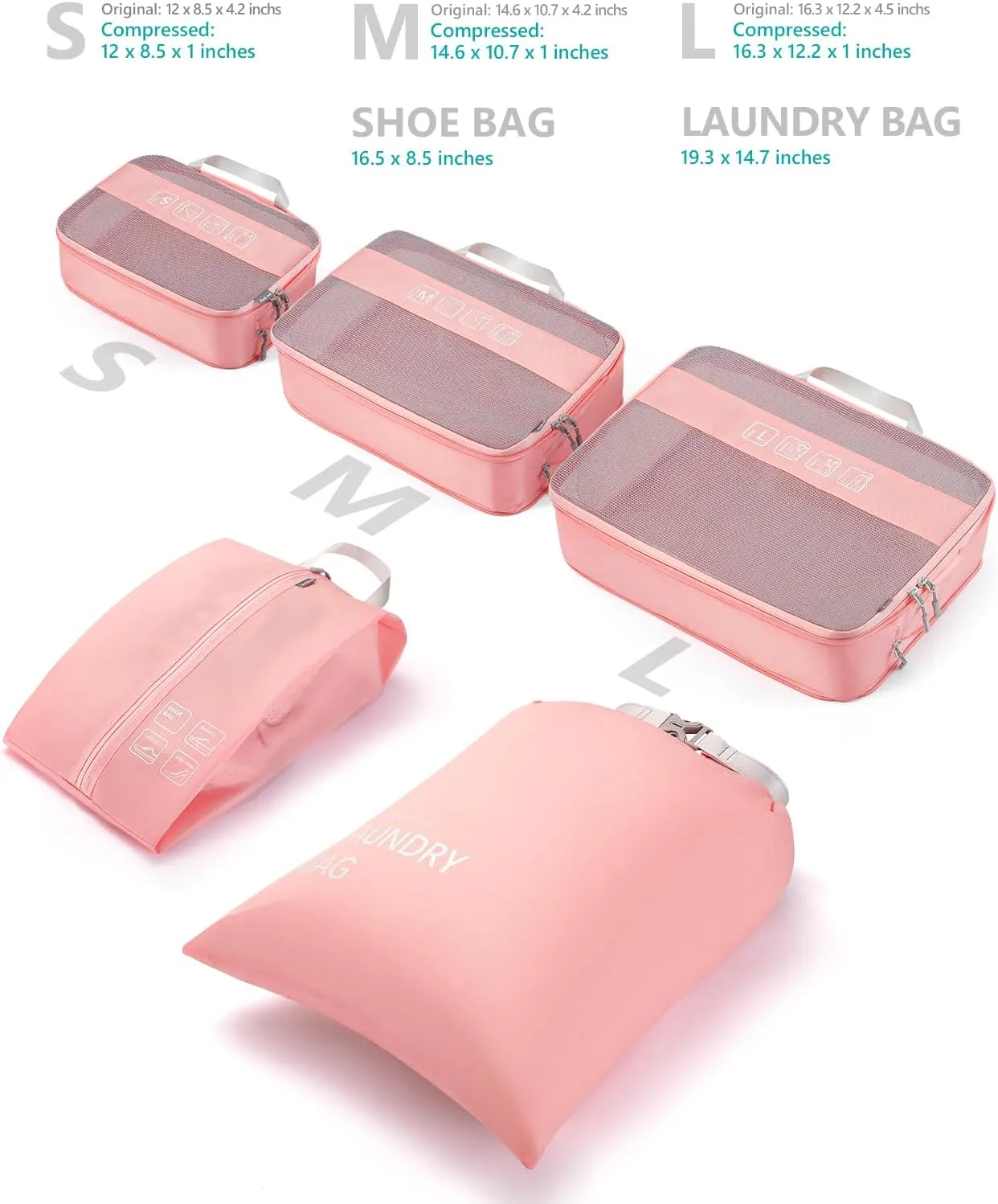Travelkin 3 Set Packing Cubes - Compression Packing Cubes for Suitcase, Travel Organizers Bag Set