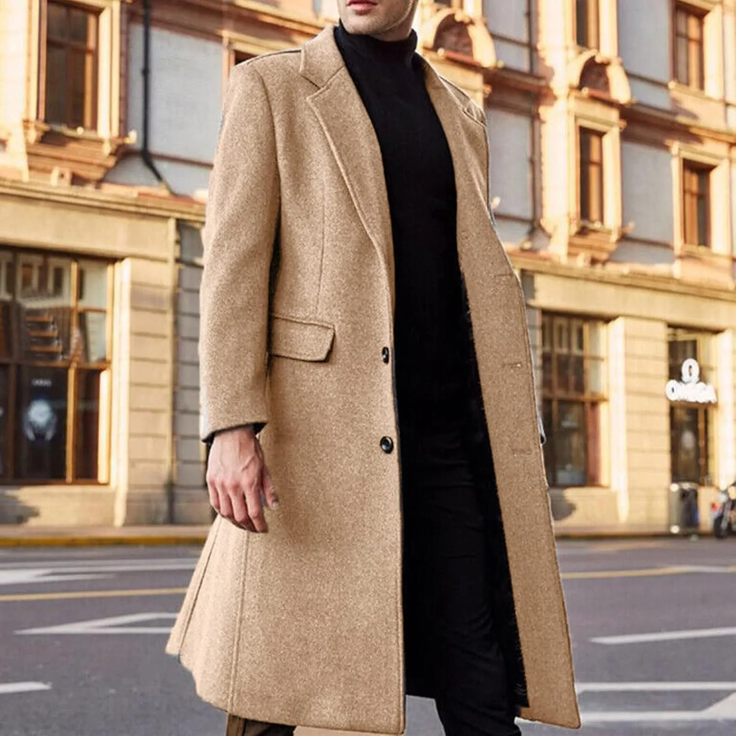Trench Coat Slim Fit Notch Lapel Long Sleeve Padded Leather Jacket Vintage Thicken Warm Cotton Business Long Jacket