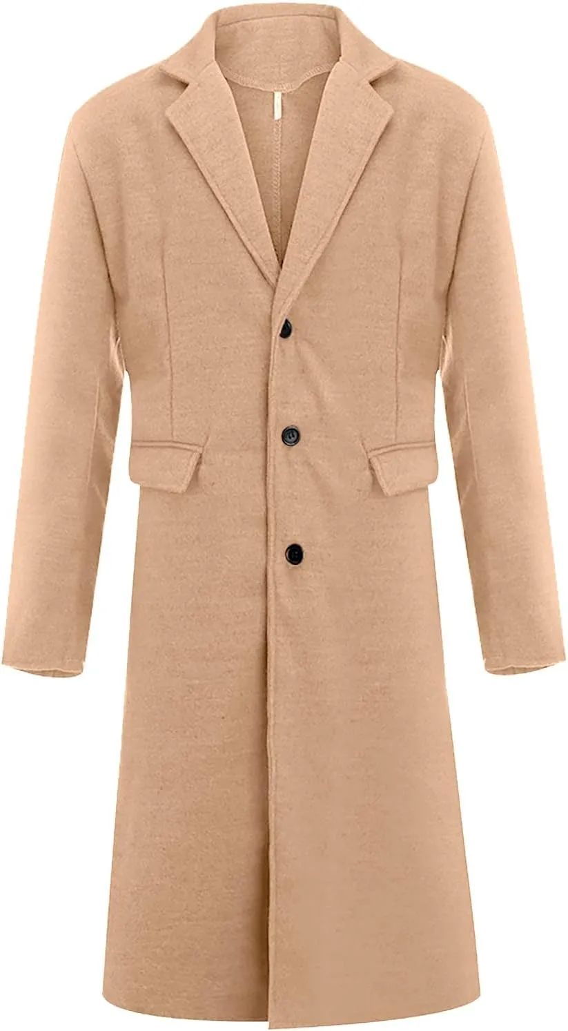 Trench Coat Slim Fit Notch Lapel Long Sleeve Padded Leather Jacket Vintage Thicken Warm Cotton Business Long Jacket