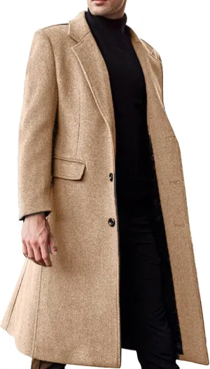 Trench Coat Slim Fit Notch Lapel Long Sleeve Padded Leather Jacket Vintage Thicken Warm Cotton Business Long Jacket
