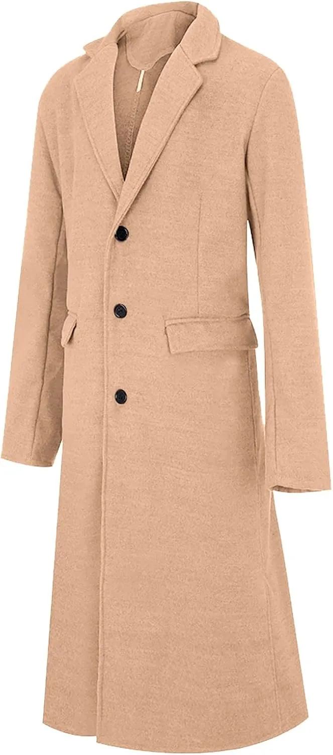 Trench Coat Slim Fit Notch Lapel Long Sleeve Padded Leather Jacket Vintage Thicken Warm Cotton Business Long Jacket