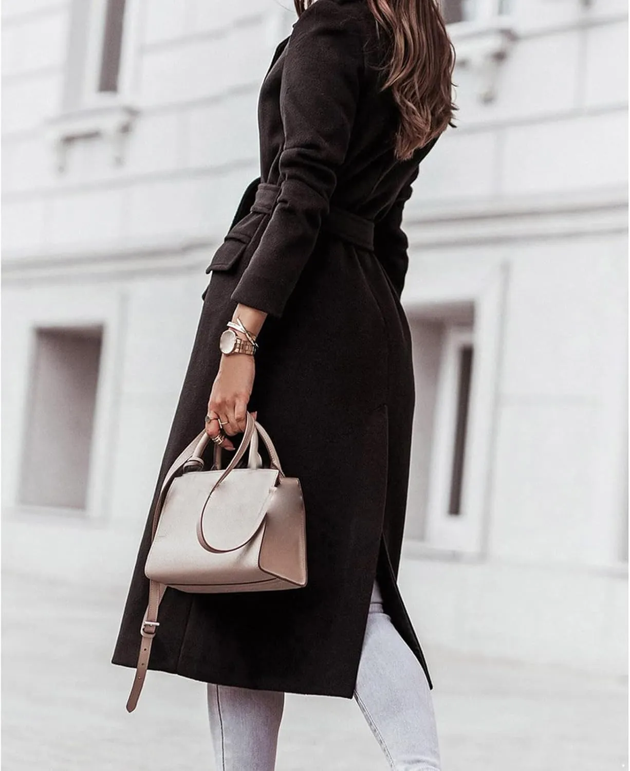 Trench Coats for Women Classic Open Front Cardigans Ladies Elegant Long Jacket Lightweight Casual Windbreaker Coat