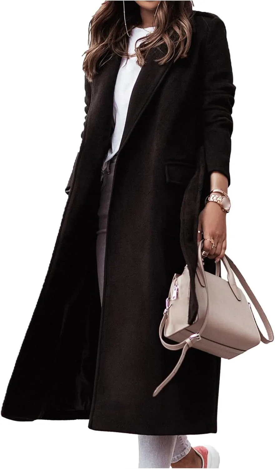 Trench Coats for Women Classic Open Front Cardigans Ladies Elegant Long Jacket Lightweight Casual Windbreaker Coat