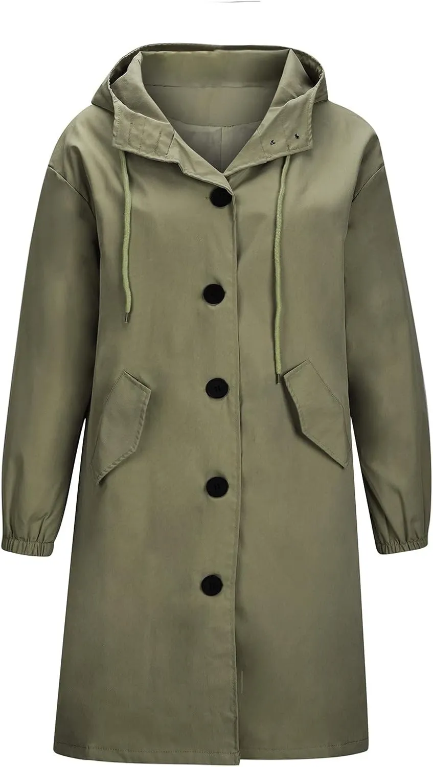 Trench Coats Women Plus Size Rain Jacket Long Anorak Jackets Oversized Hooded Waterproof Windbreaker Button Outerwear