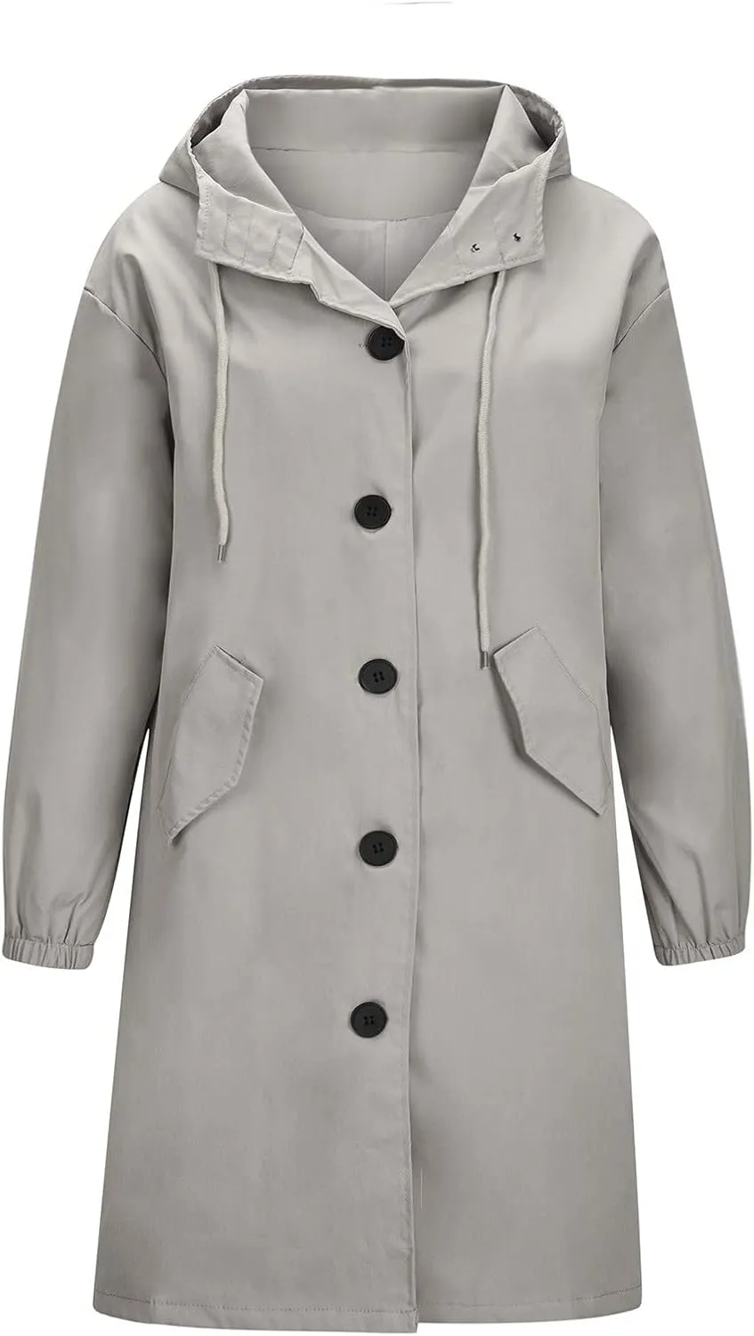 Trench Coats Women Plus Size Rain Jacket Long Anorak Jackets Oversized Hooded Waterproof Windbreaker Button Outerwear