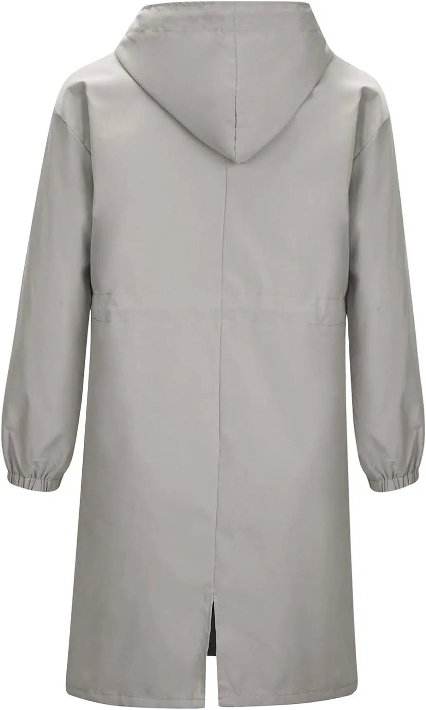 Trench Coats Women Plus Size Rain Jacket Long Anorak Jackets Oversized Hooded Waterproof Windbreaker Button Outerwear