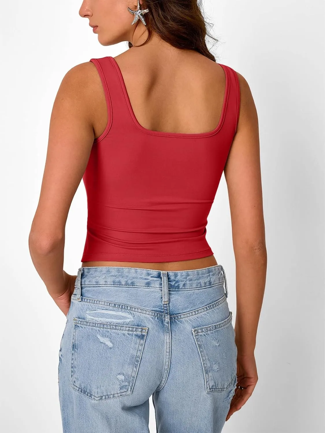 Trendy Queen Going Out Tops for Women Y2k Summer Teen Girls Cute Crop Tank Top Square Neck Basci Bow Clothes 2025 Camisole