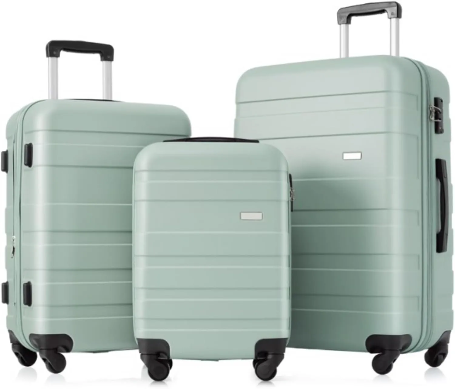 Trolley Set, 3-Piece Luggage Set Expandable ABS Hard Shell Lightweight and Durable Luggage Set Spinner Wheel Suitcase with TSA Lock 20''24''28'' (Green)