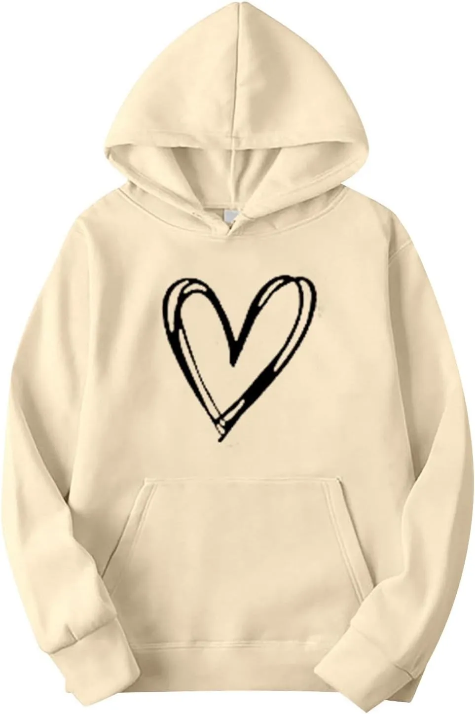 Two Piece Outfits for Women Oversized Heart Printed Pullover Hoodie Casual Sweatpants Tracksuits Lounge Sets