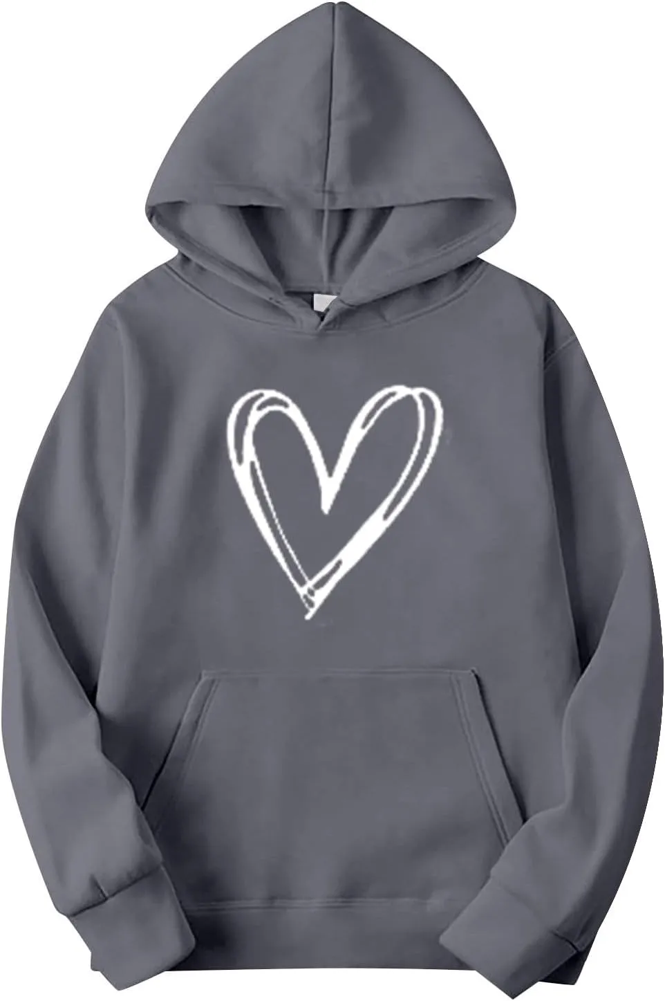 Two Piece Outfits for Women Oversized Heart Printed Pullover Hoodie Casual Sweatpants Tracksuits Lounge Sets