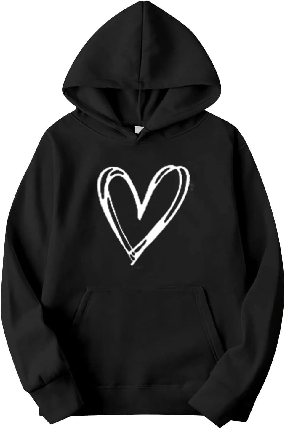 Two Piece Outfits for Women Oversized Heart Printed Pullover Hoodie Casual Sweatpants Tracksuits Lounge Sets