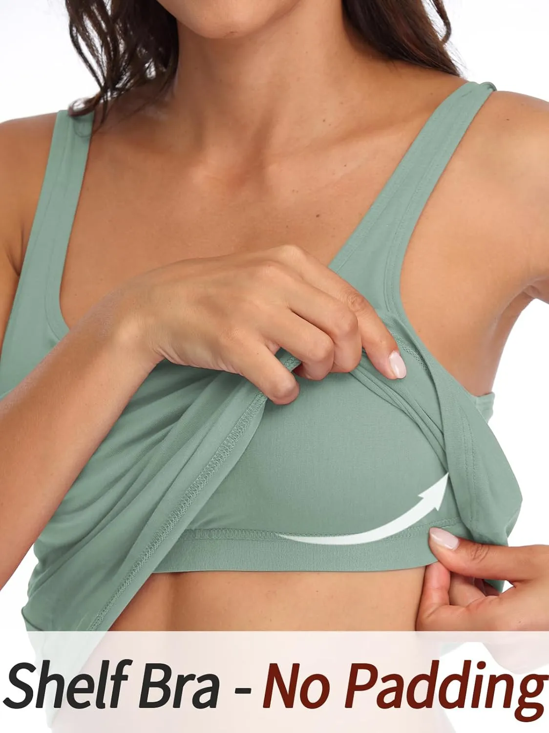 V FOR CITY Women's Cotton Tank Top with Shelf Bra Adjustable Wider Strap Camisole Basic Cami Tanks