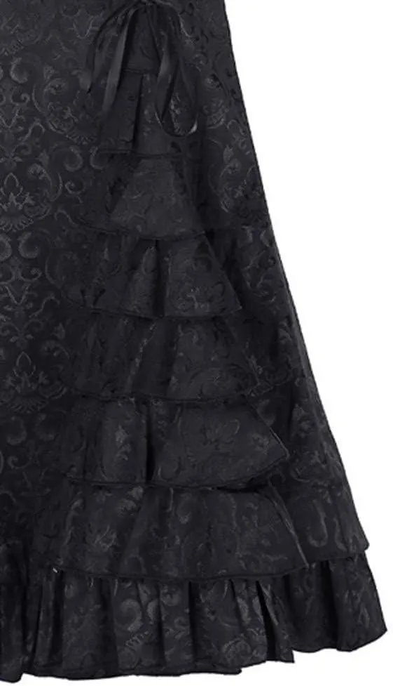 Victorian Pencil Skirt for Women Vintage Steampunk Lace up Tiered Ruffle Maxi Skirts High Waisted Long Mermaid Fishtail Skirt