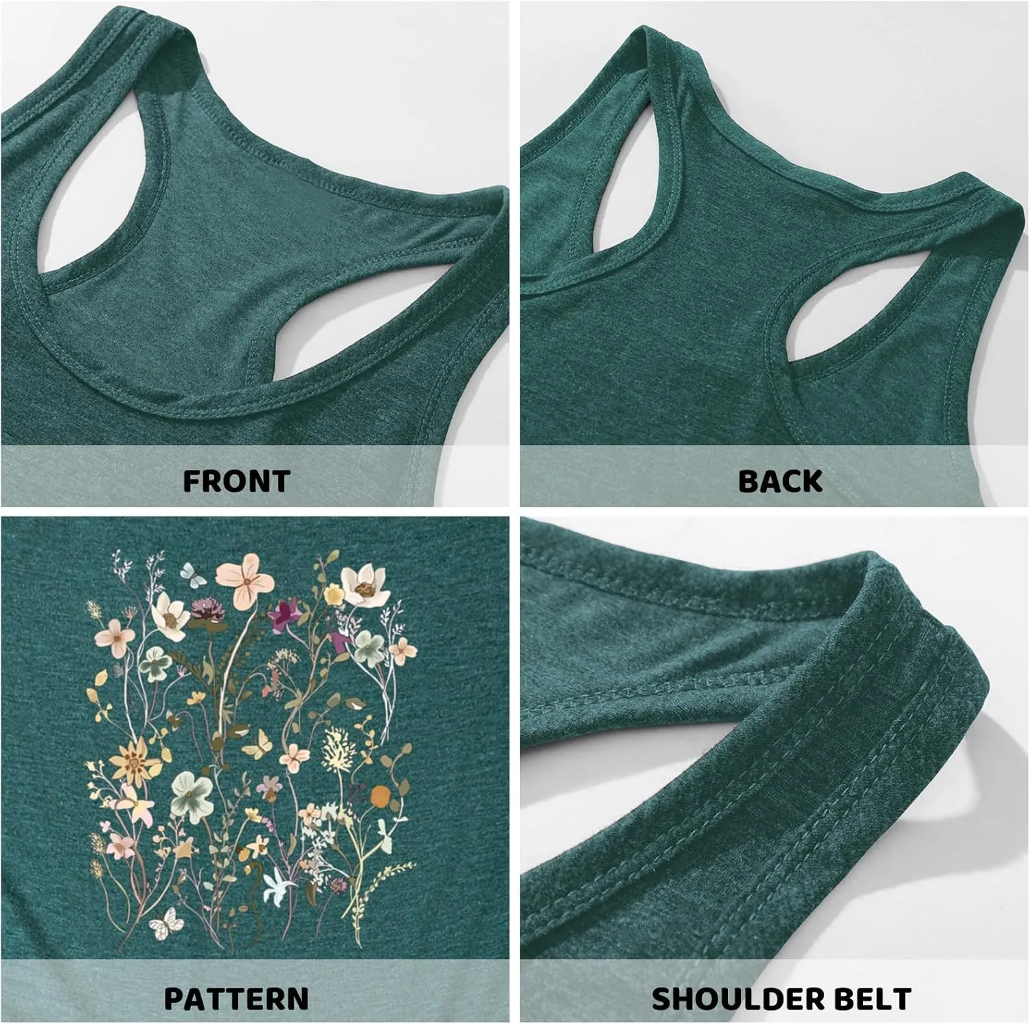 Vintage Floral Flower Tank Tops for Women Boho Wildflowers Graphic Tees Botanical Vest Casual Sleeveless Shirts Tops
