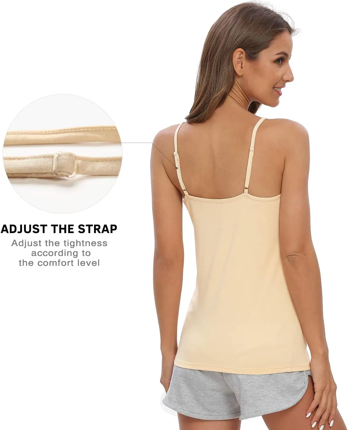 Vislivin Plain Camisole for Women Lace Tank Tops V Neck Adjustable Cami Sexy Undershirts 4 Pack