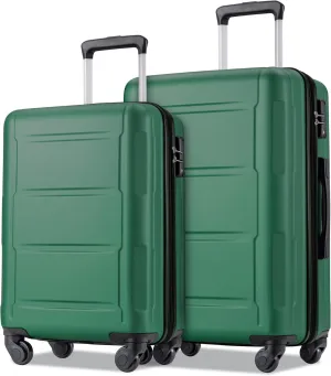 VOXIV 2 Piece Luggage Set,Expandable Luggage Set with Spinner Wheels, Lightweight Rolling Travel Hard Suitcase Set,20inch 24inch,Green