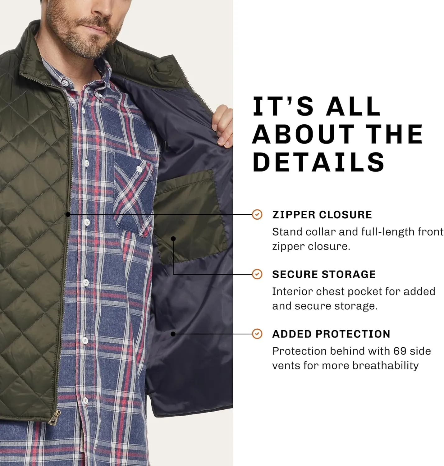 Weatherproof Vintage Mens Quilted Puffer Vest - Lightweight Padded Insulated Vest for Men