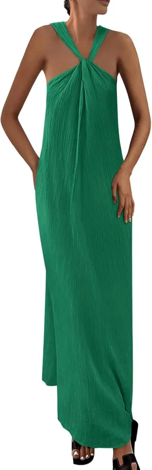 Wedding Guest Dress for Women Strappy Sleeveless Maxi Long Dress Casual Summer Beach Vaaction Loose Flowy 2025