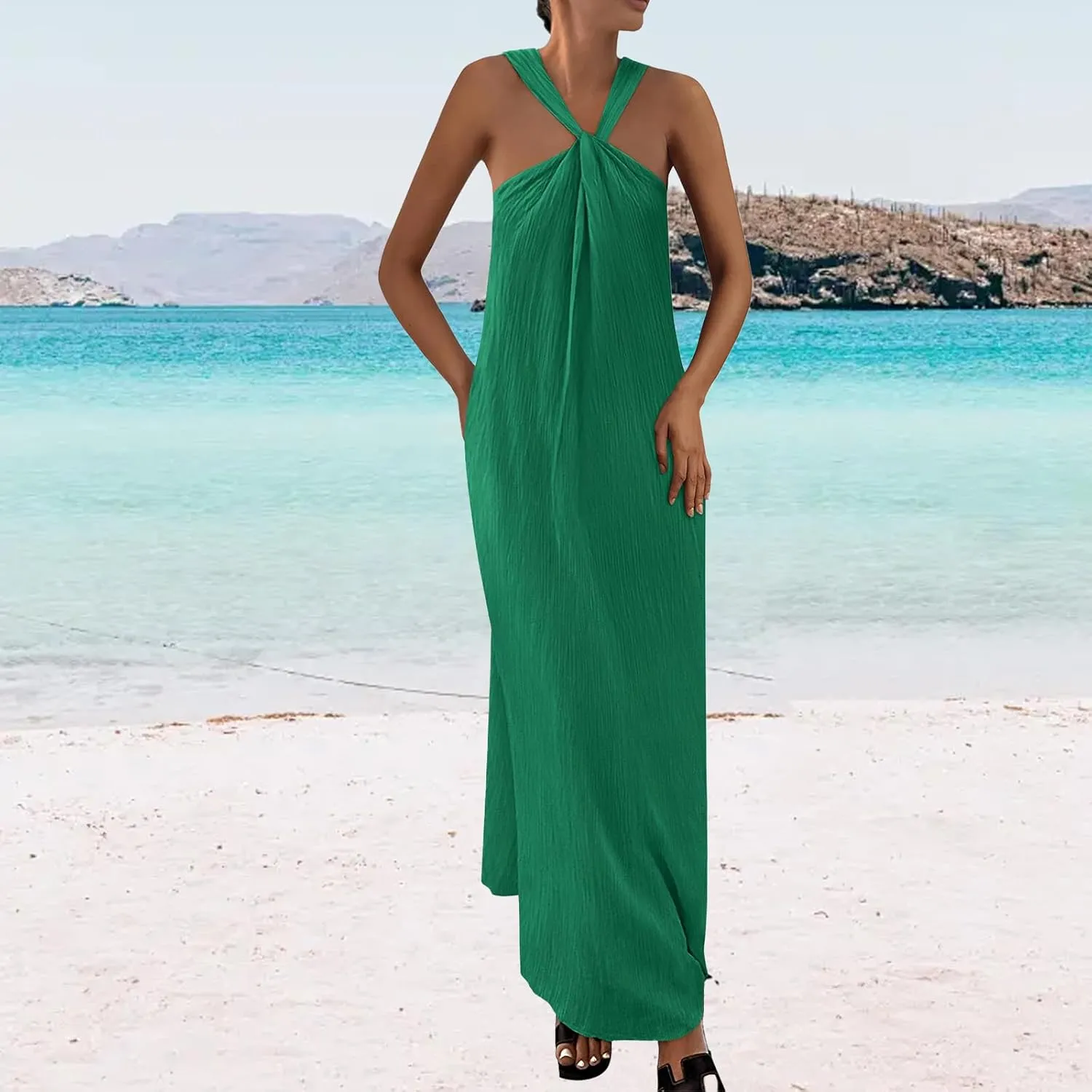 Wedding Guest Dress for Women Strappy Sleeveless Maxi Long Dress Casual Summer Beach Vaaction Loose Flowy 2025