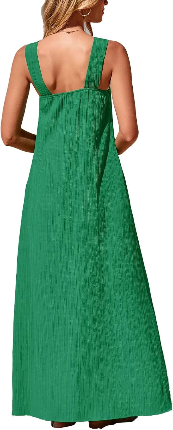 Wedding Guest Dress for Women Strappy Sleeveless Maxi Long Dress Casual Summer Beach Vaaction Loose Flowy 2025