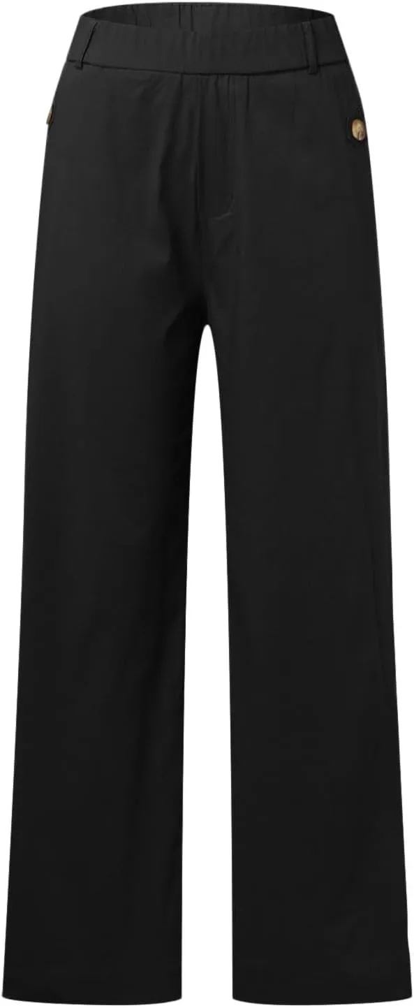 Wide Leg Pants for Women Winter ightweight Hiking Pants with Pockets Solid Color Elastic Waist