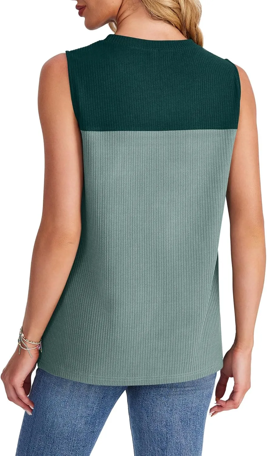 WIHOLL Tank Top for Women Casual Knitted Summer Sleeveless Tops Crewneck Spring Color Block Shirts Fashion 2025