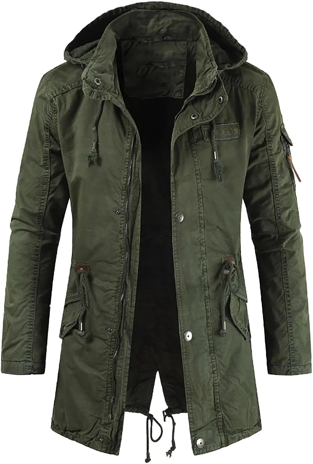 Windbreaker Jackets for Men Classic Slim Zipper Cardigan Solid Color Hooded Casual Winter Pea Coat Business Overcoat