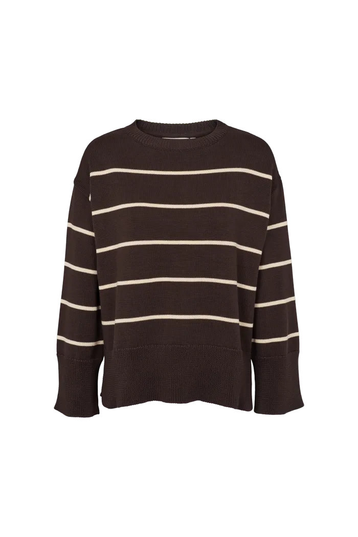Winie O-neck Stripe - Chocolate / Birch