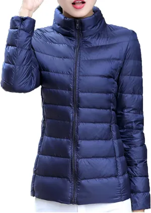 Winter Coats for Women 2024 Packable Puffer Down Jackets Warm Stand Collar Long Sleeve Zip Outwear with Pocket