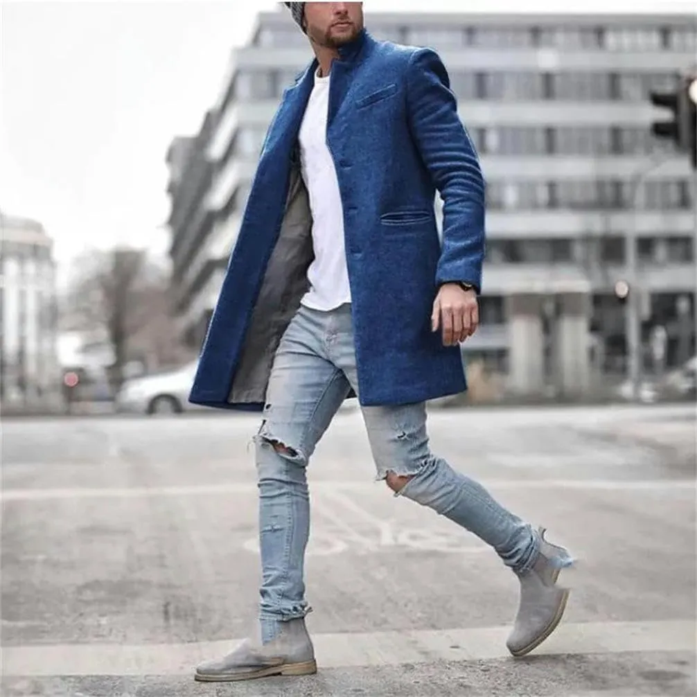 Winter Jacket Men's Coat Warm Long Sleeve Men's breaker Long Men's Coat Button Coat Coat Warm Streetwear Coat