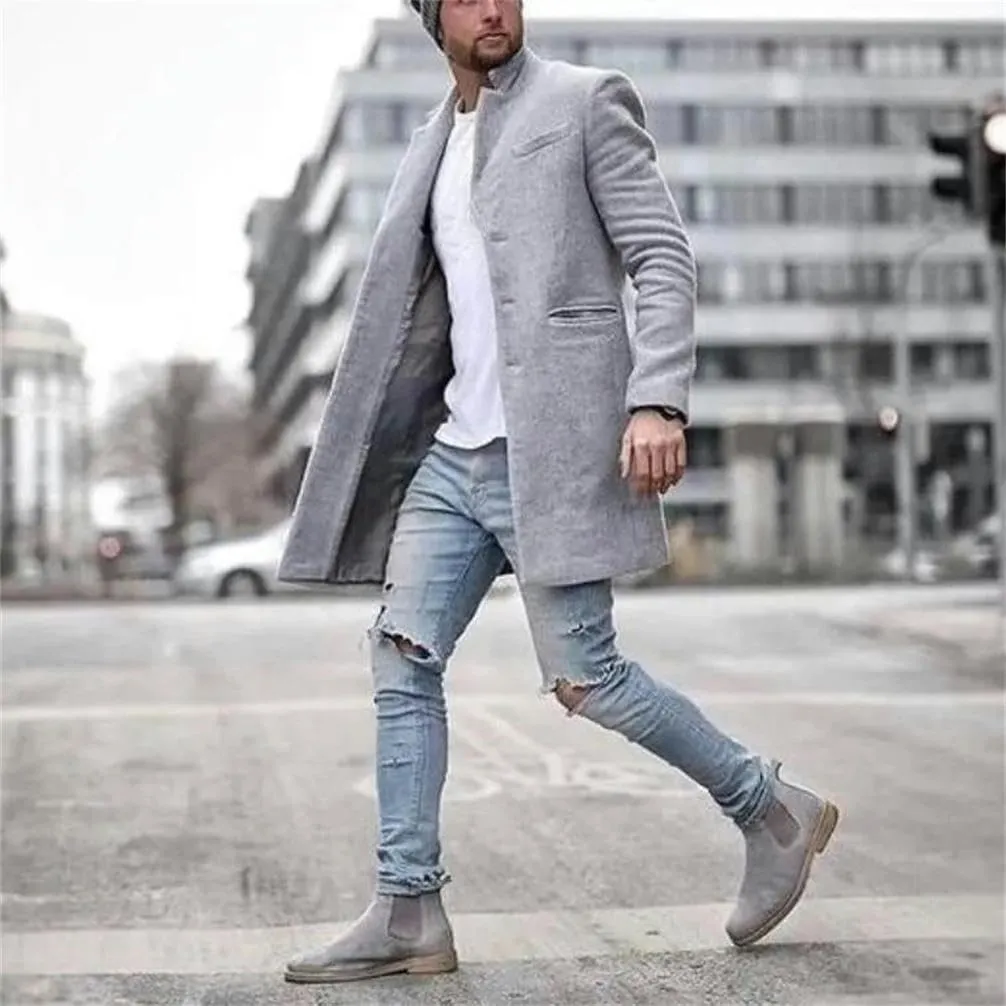 Winter Jacket Men's Coat Warm Long Sleeve Men's breaker Long Men's Coat Button Coat Coat Warm Streetwear Coat