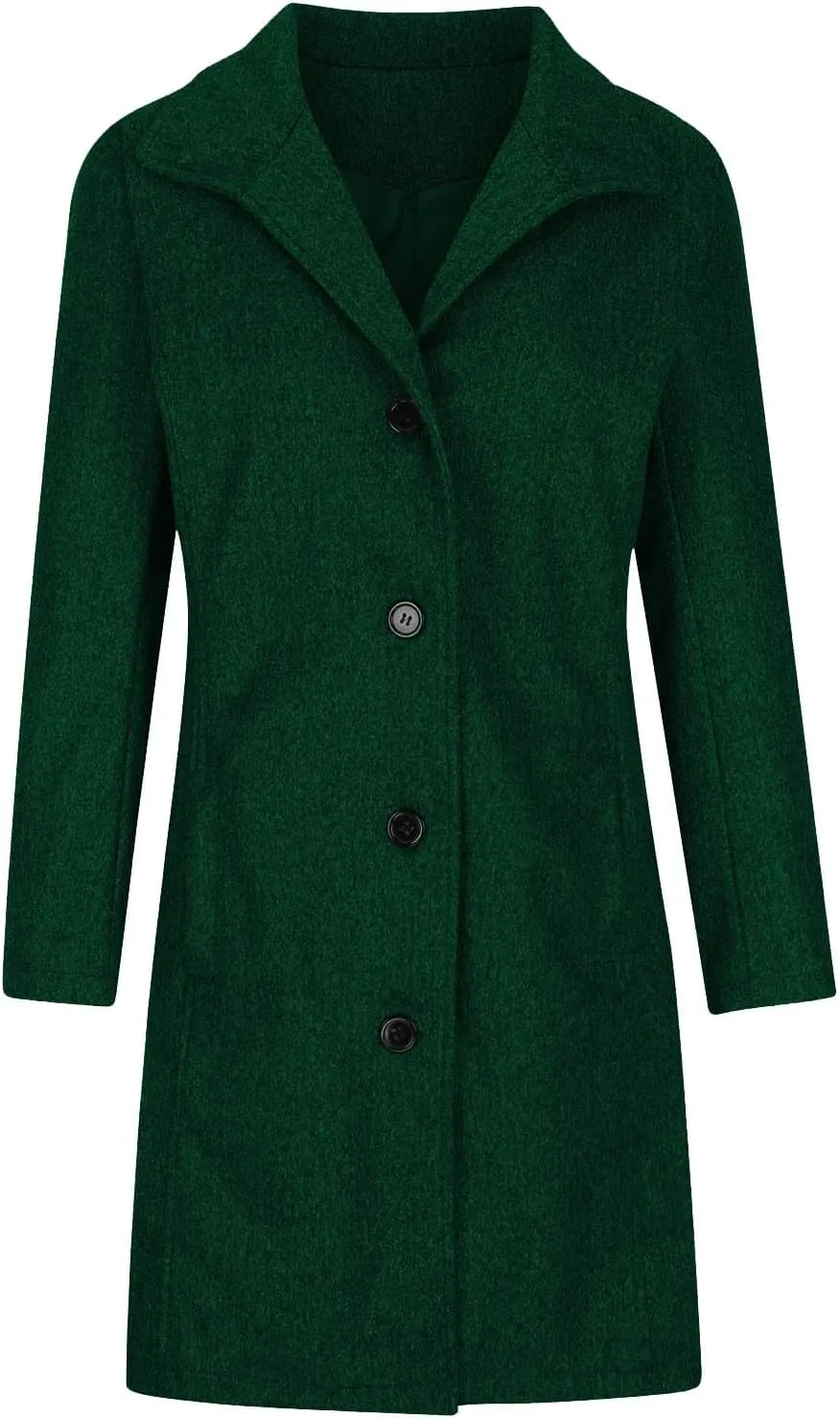 Winter Pea Coat for Women Dressy Single Breasted Long Trench Coat Casual Stand Collar Thicken Warm Overcoat