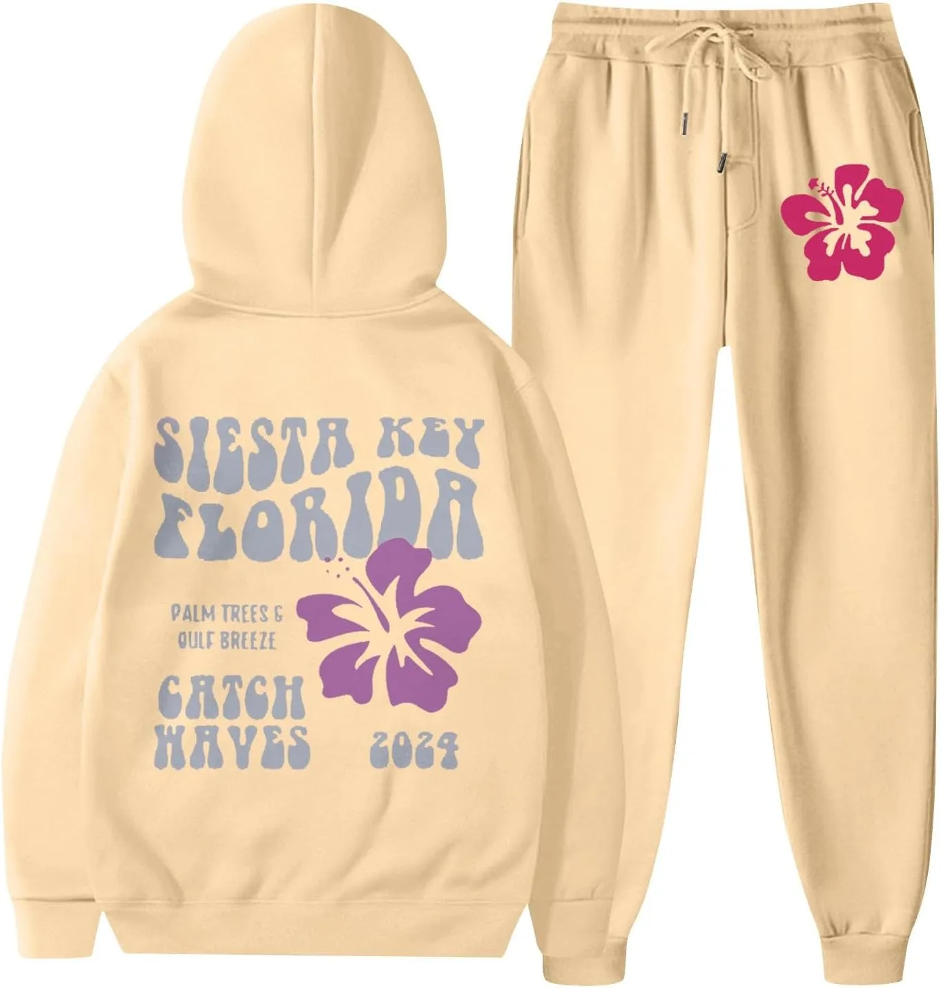 Women 2 Piece Outfit Unisex Men Preppy Hoodie Graphic Tracksuits Sweatshirts & Jogger Sweatpants Y2K Sweatsuit