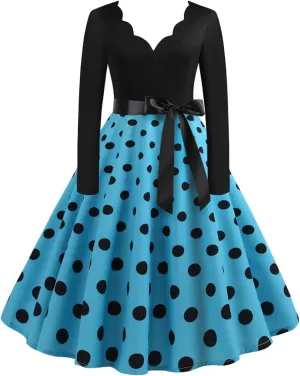 Women Casual Loose Formal Dress Long Sleeved Printed A-Line Midi Dress Plus Size Spring Dresses Church Work Dresses