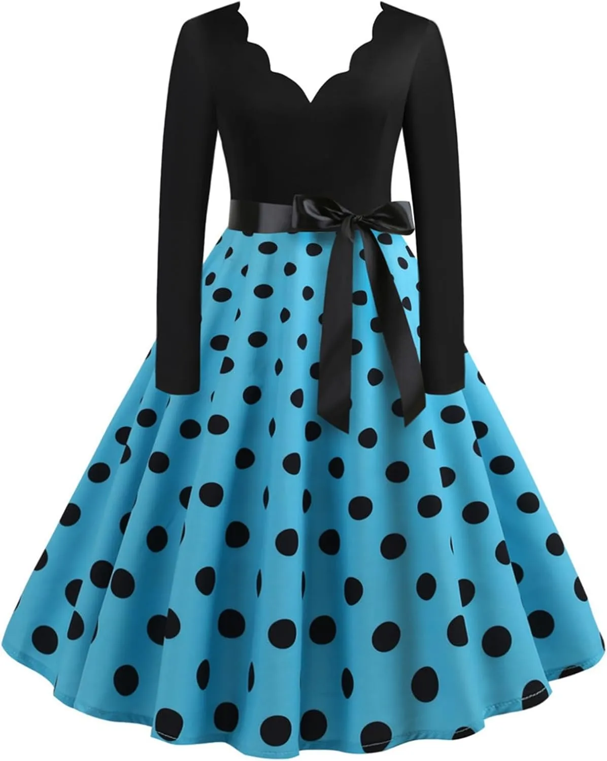 Women Casual Loose Formal Dress Long Sleeved Printed A-Line Midi Dress Plus Size Spring Dresses Church Work Dresses