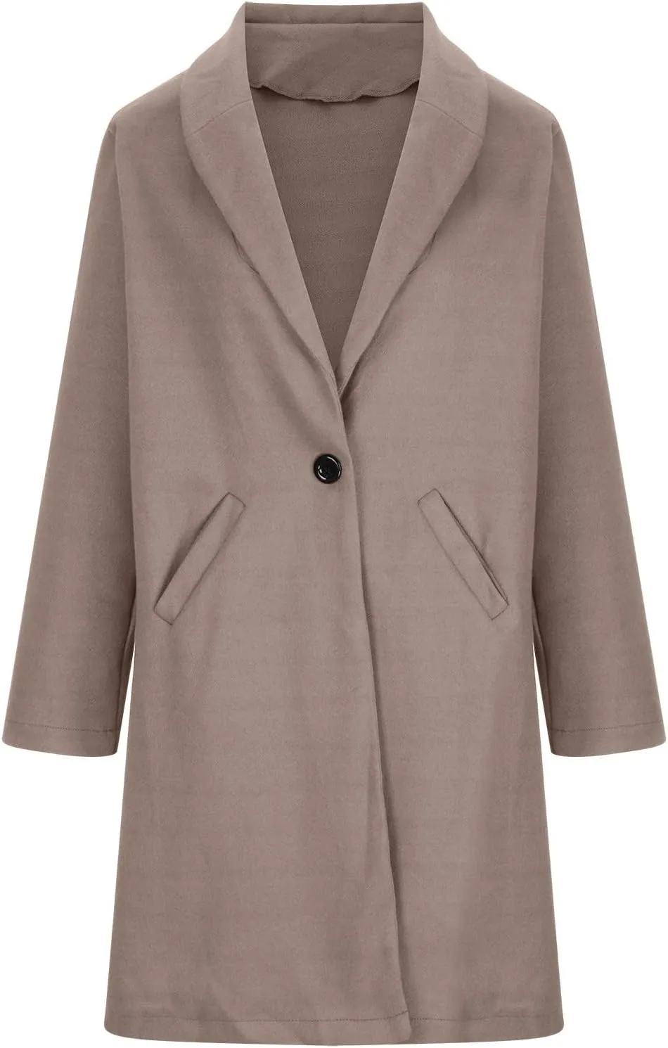 Women Elegant Wool Blend Pea Coat Trench Notch Lapel Winter Warm Long Sleeve Midi Jacket Cardigans Overcoat With Belt
