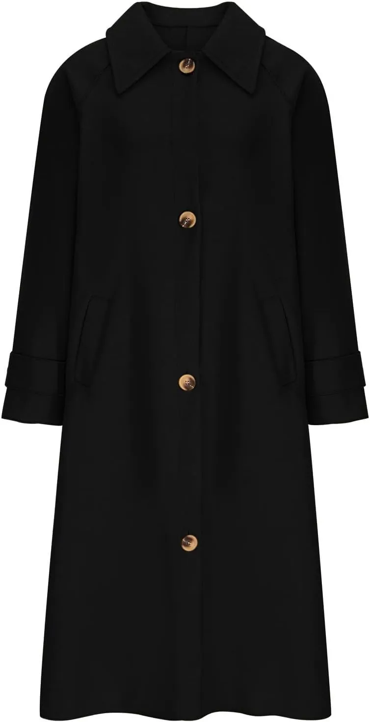 Women Long Peacoat Winter Fashion Button Up Trench Coats Casual Wool Blend Jacket Knee Length Overcoat 2024 New