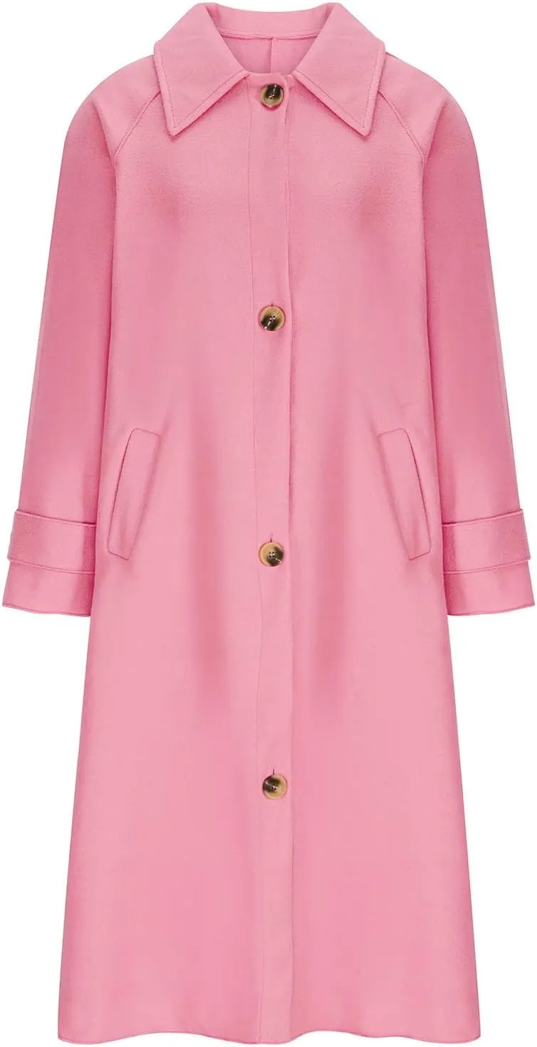 Women Long Peacoat Winter Fashion Button Up Trench Coats Casual Wool Blend Jacket Knee Length Overcoat 2024 New