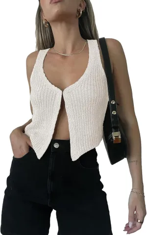 Women Sexy Slim Fit Vintage Button Sleeveless Suit V Neck Halter Jacket Tuxedo Vader Blazer