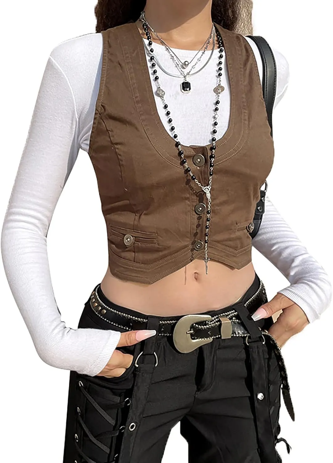 Women Sexy Slim Fit Vintage Button Sleeveless Suit V Neck Halter Jacket Tuxedo Vader Blazer