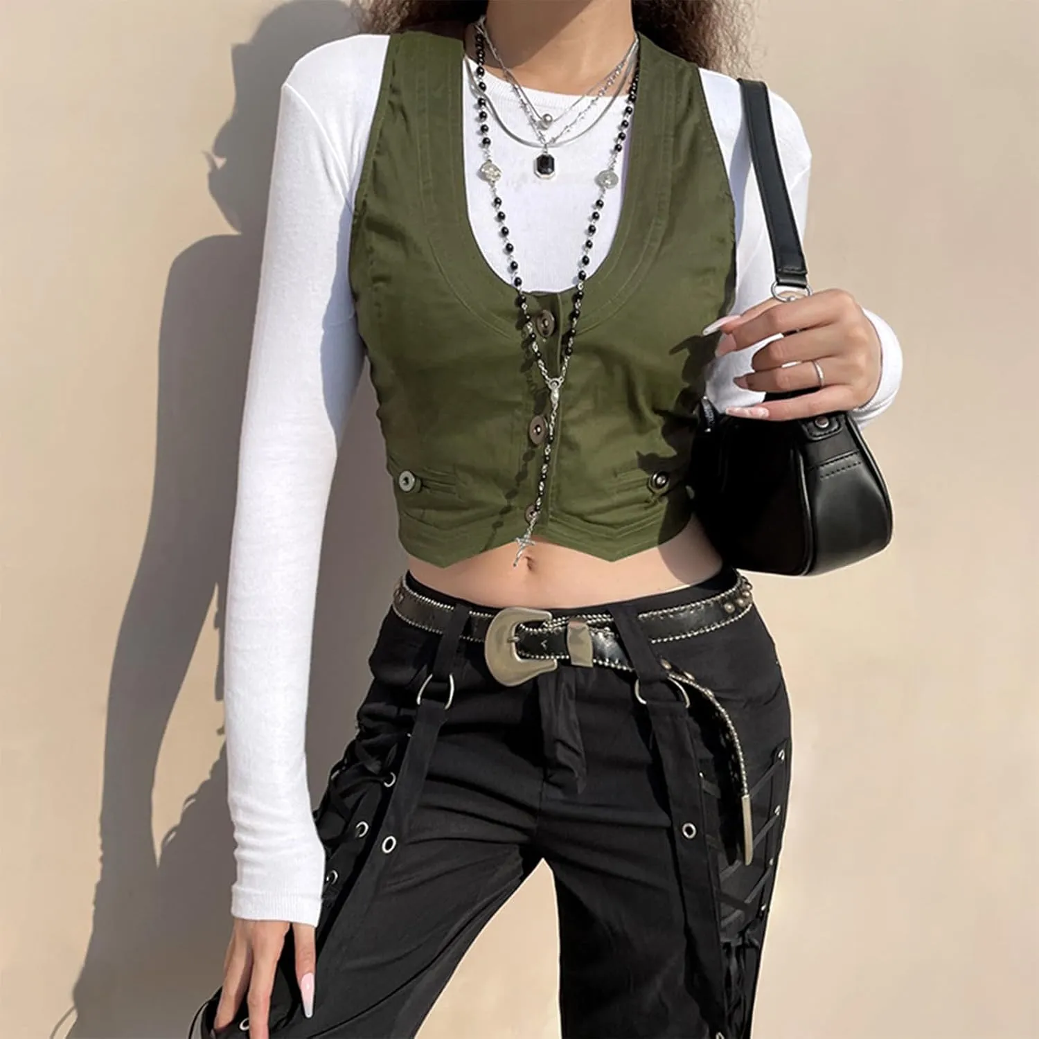 Women Sexy Slim Fit Vintage Button Sleeveless Suit V Neck Halter Jacket Tuxedo Vader Blazer