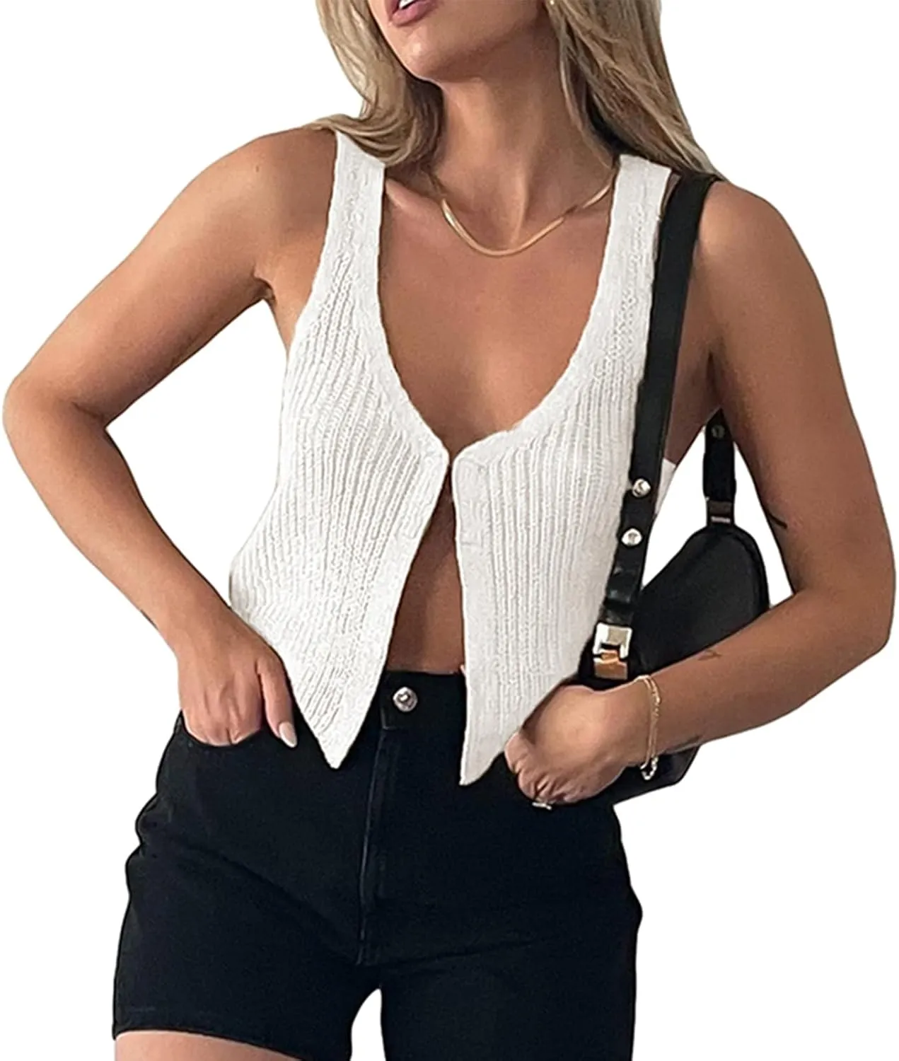 Women Sexy Slim Fit Vintage Button Sleeveless Suit V Neck Halter Jacket Tuxedo Vader Blazer