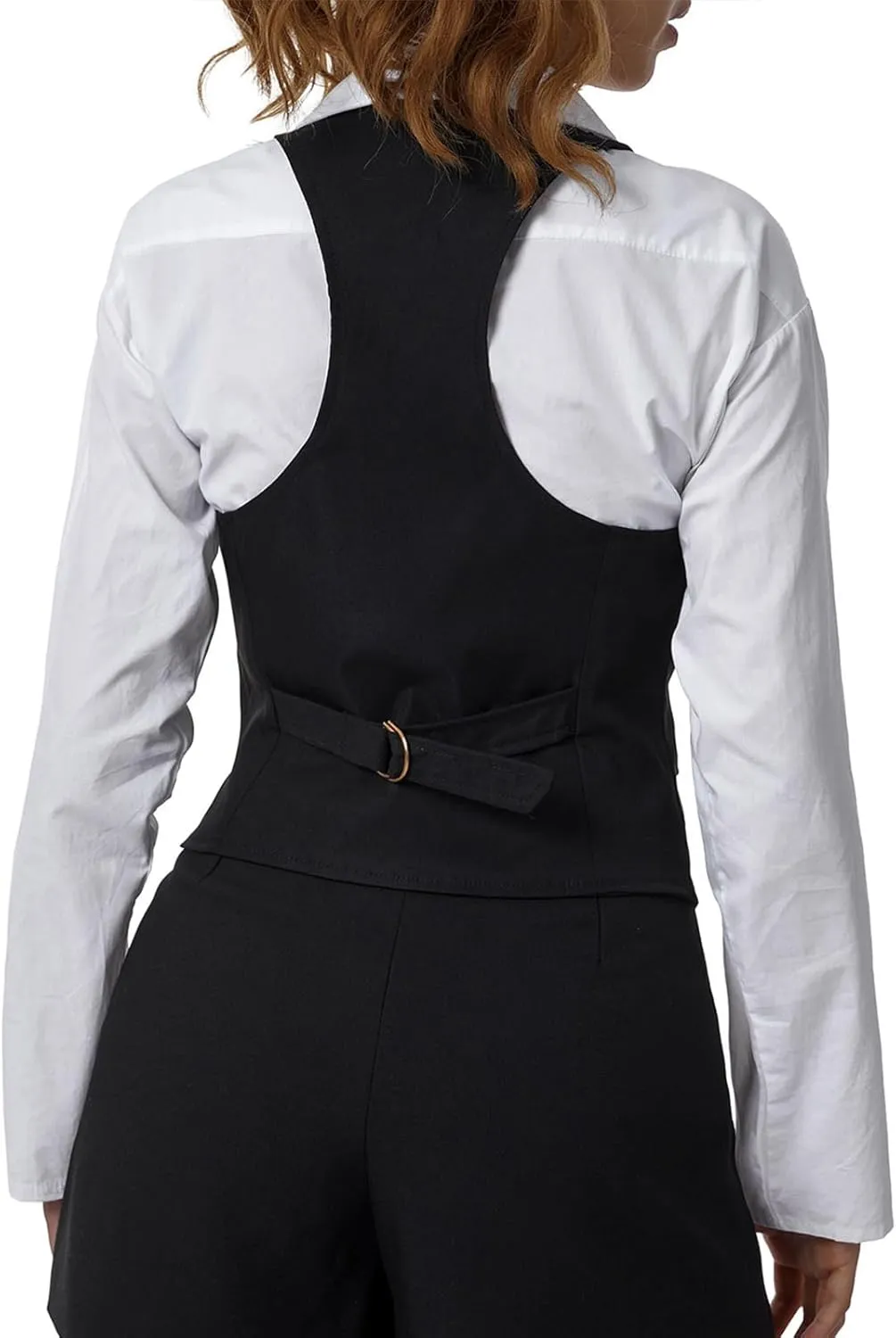 Women Sexy Slim Fit Vintage Button Sleeveless Suit V Neck Halter Jacket Tuxedo Vader Blazer