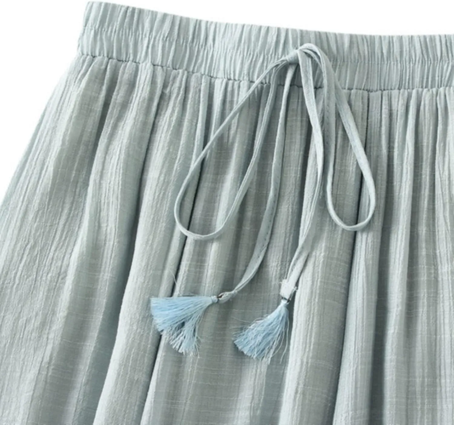 Women Summer Casual Boho Floral Maxi Skirt Elastic High Waist Tiered Pleated Flowy Long Beach Skirt with Pockets
