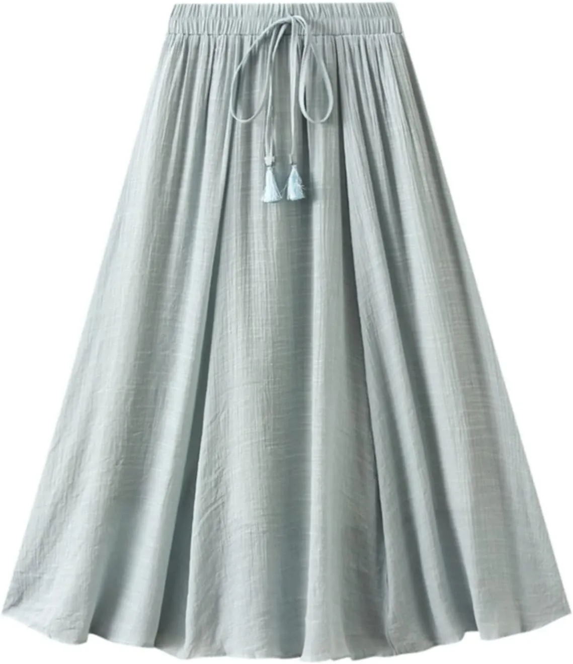Women Summer Casual Boho Floral Maxi Skirt Elastic High Waist Tiered Pleated Flowy Long Beach Skirt with Pockets